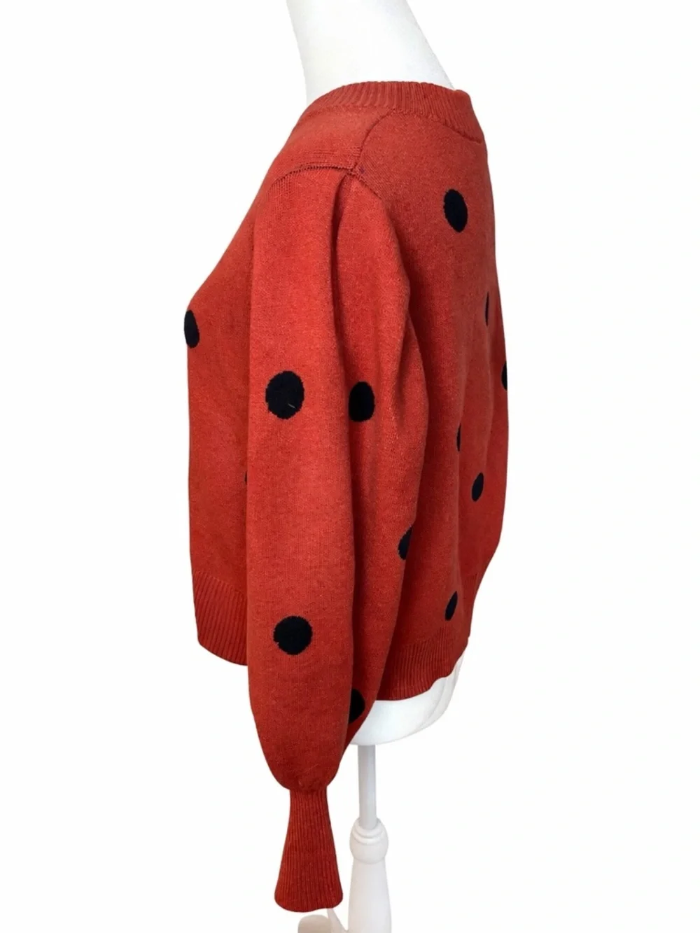 Workshop Republic Women’s Rust Polka Dot Crewneck Sweater - Picture 2 of 3
